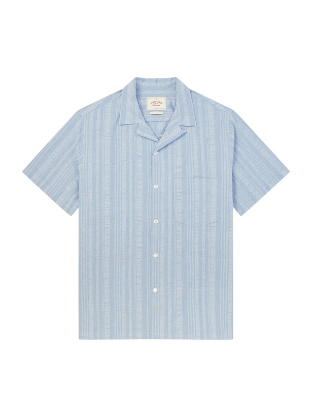 Photo: Portuguese Flannel - Prana Camp-Collar Striped Cotton Shirt - Blue