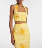 Cala de la Cruz Fuji printed halterneck linen crop top