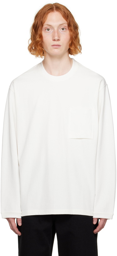 Photo: Solid Homme White Patch Pocket Long Sleeve T-Shirt