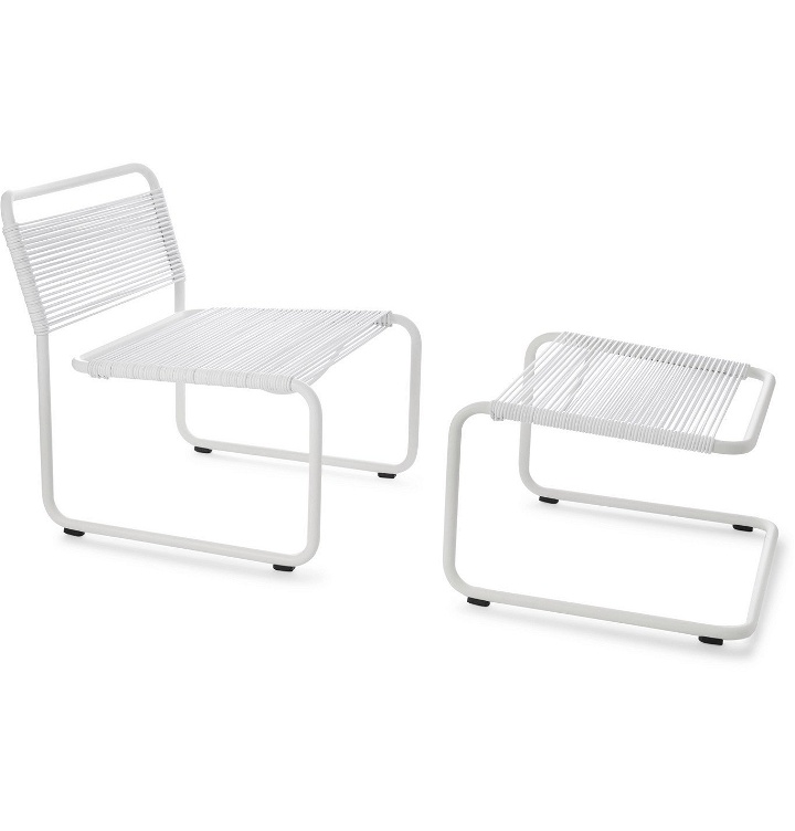Photo: SSAM - Steel and Leather Lounge Chair and Ottoman - White