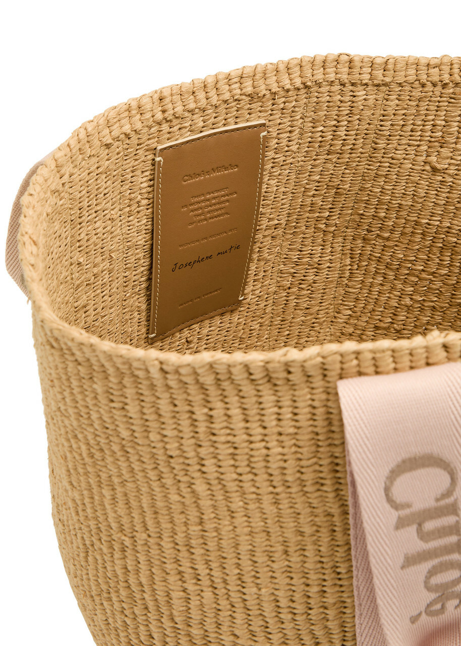 Chloe Woody Logo-embroidered Raffia Basket bag - Beige - One Size