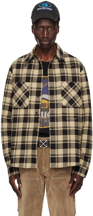 Photo: Off-White Beige & Black Check Shirt