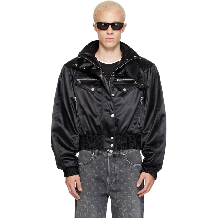 Photo: Marine Serre Black Satin Nylon Bomber Jacket