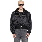 Marine Serre Black Satin Nylon Bomber Jacket