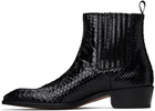 TOM FORD Black Stamped Python Kenneth Chelsea Boots