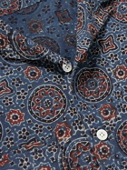 Beams Plus - Ajrak Convertible-Collar Printed Brushed-Cotton Shirt - Blue