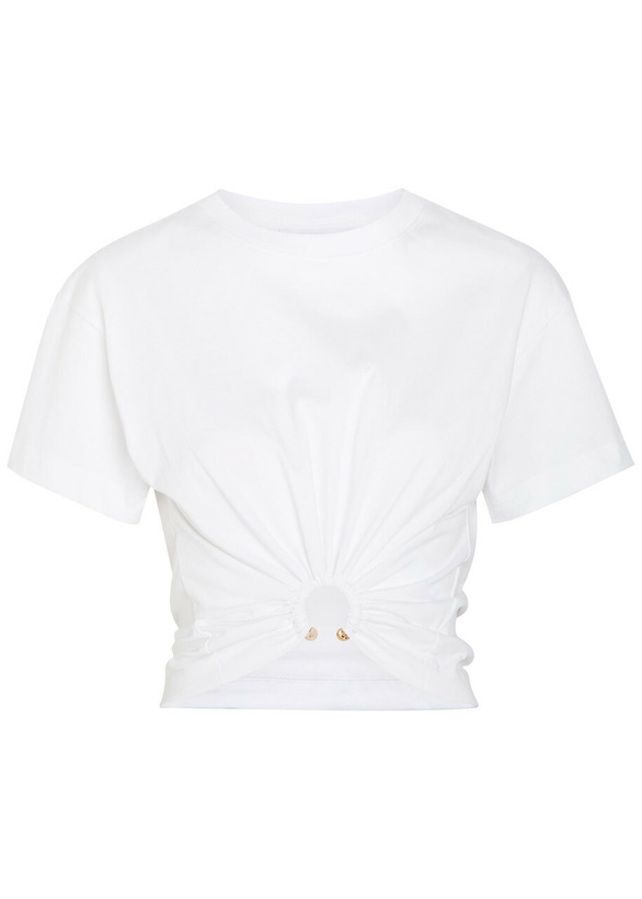 Photo: Rabanne Gathered Cotton T-shirt Off White