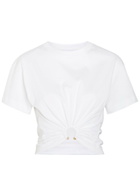 Rabanne Gathered Cotton T-shirt Off White