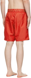 Versace Underwear Red Greca Border Swim Shorts