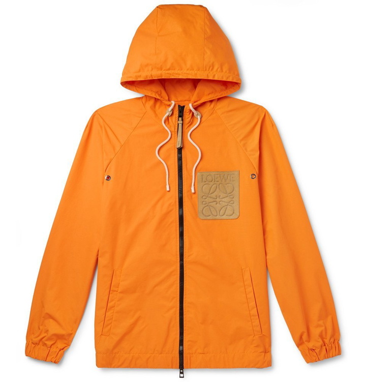 Photo: Loewe - Paula's Ibiza Leather-Appliquéd Shell Hooded Jacket - Orange