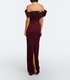 David Koma Sequined satin off-shoulder gown