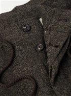 De Petrillo - Straight-Leg Pleated Wool-Blend Flannel Suit Trousers - Brown