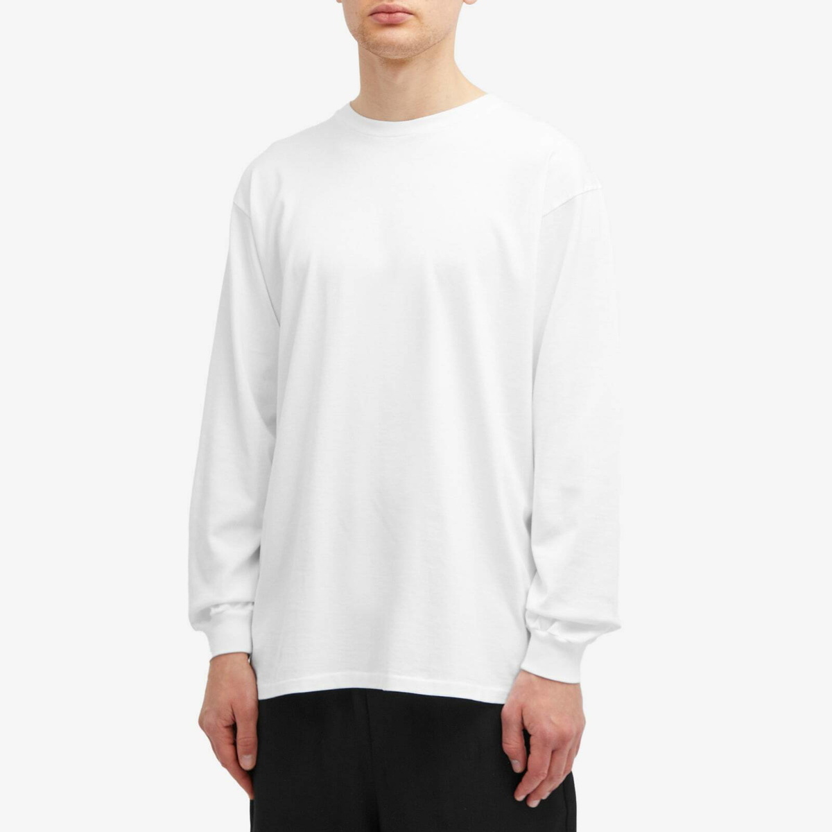 Auralee Men's Luster Plaiting Long Sleeve T-Shirt in White Auralee