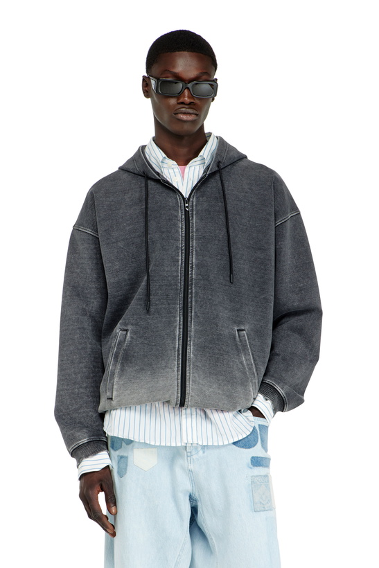 Photo: Diesel Hooded jacket in dégradé-effect scuba - Jackets Mens in Grey
