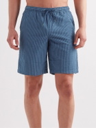 Aspesi - Goa Straight-Leg Mid-Length Cotton-Seersucker Swim Shorts - Blue