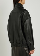 Nour Hammour Micah Grained Leather Jacket Black