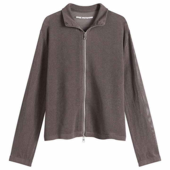 Photo: MKI Men's Linen Loose Knit Track Jacket in Espresso