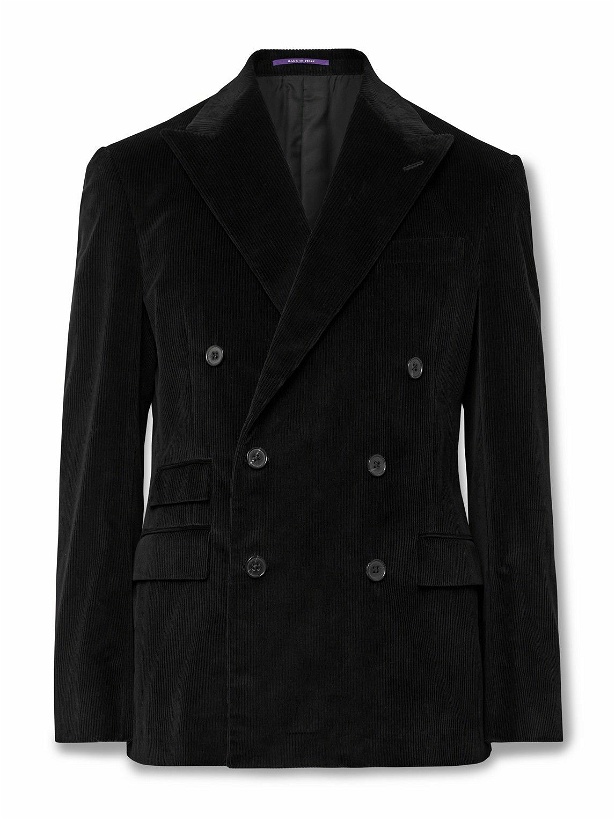 Photo: Ralph Lauren Purple label - Double-Breasted Cotton-Corduroy Suit Jacket - Black