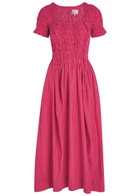 Damson Madder Raphaela Striped Cotton Midi Dress Red