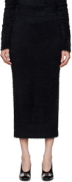 Dries Van Noten Black Fuzzy Midi Skirt