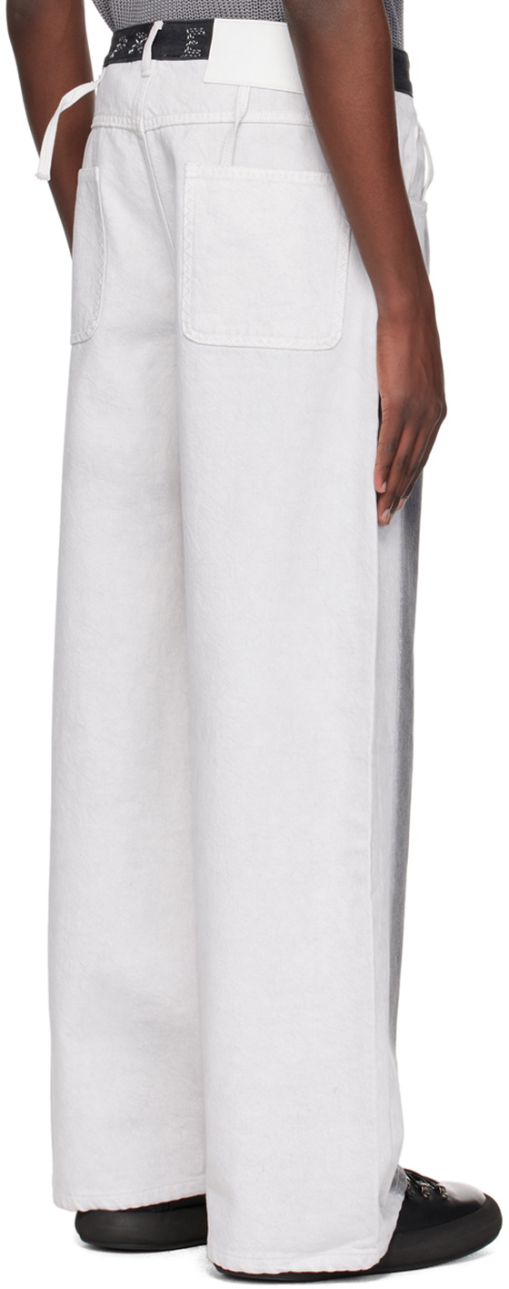 Glass Cypress White & Gray Block-Dyed Jeans