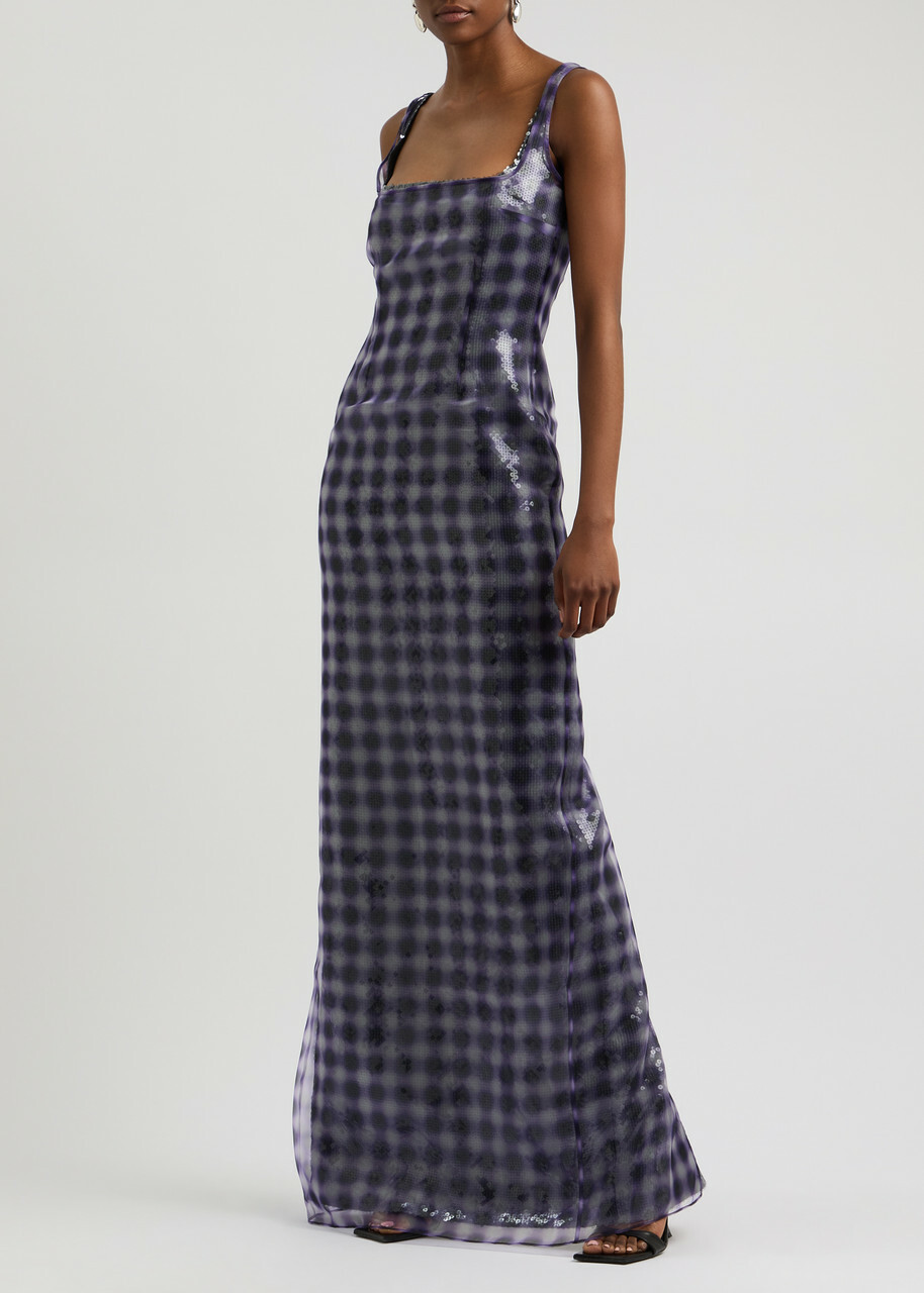 16 Arlington Electra Chiffon and Sequin Maxi Dress Violet