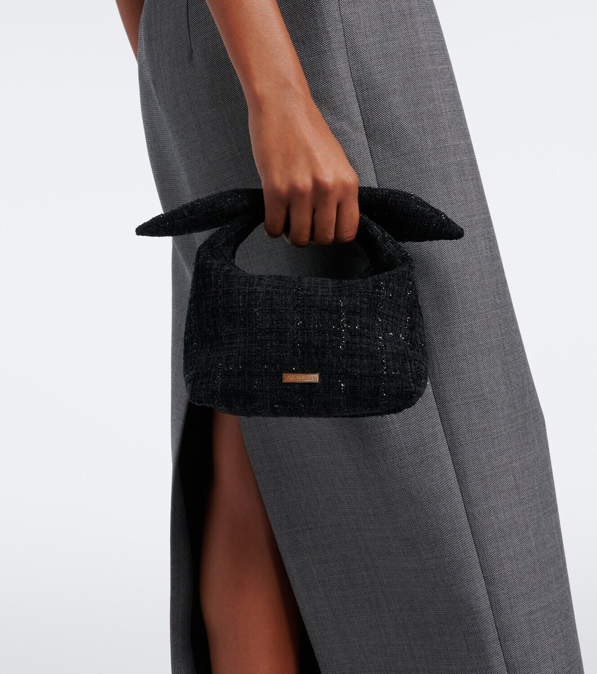 Aquazzura Bow Tie Mini tweed top-handle bag