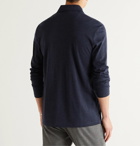 Mr P. - Slim-Fit Mélange Wool-Jersey Polo Shirt - Blue