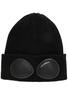 C.P. Company Goggle Ribbed Cotton Beanie - Black - One Size