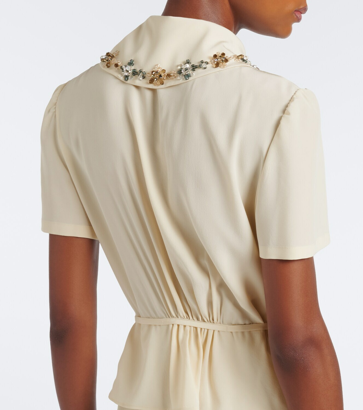 Prada Embellished silk crêpe midi dress