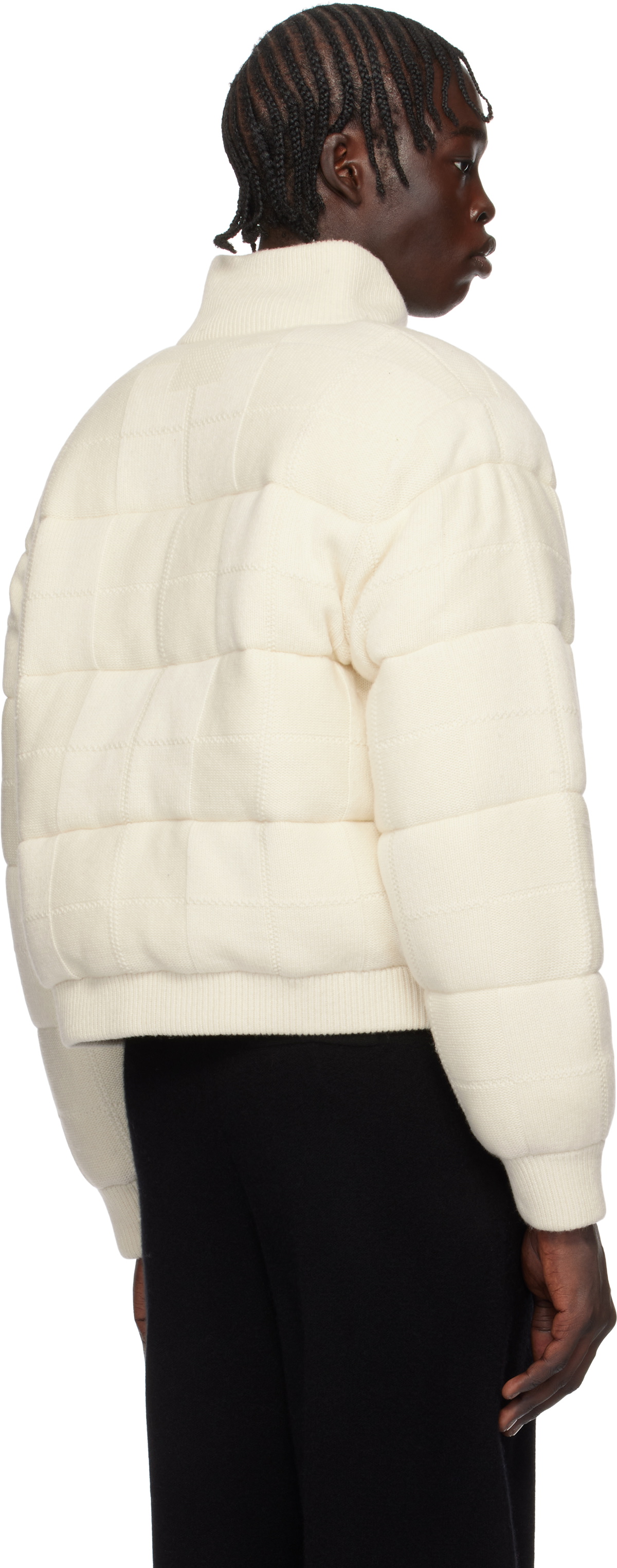 Guest in Residence Off-White & Red Quilted Reversible Puffer Jacket