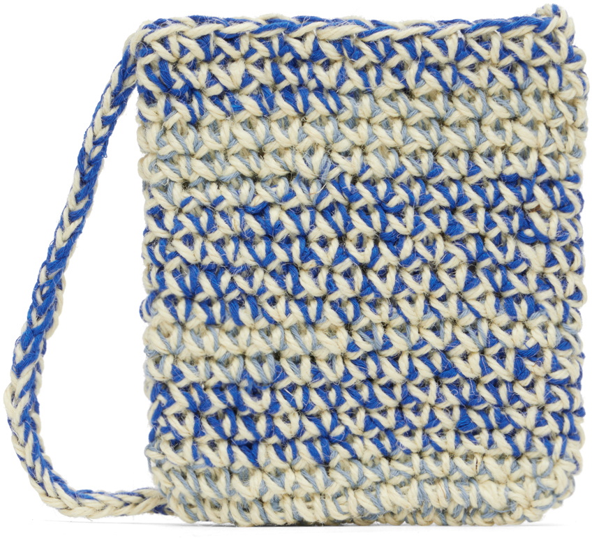 Nicholas Daley Off-White & Blue Crochet Bag