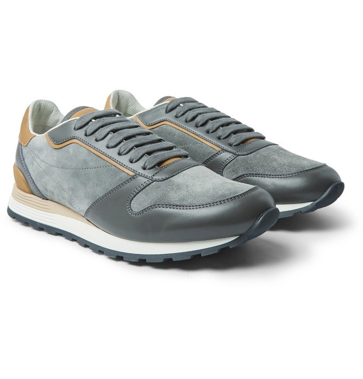 Photo: Brunello Cucinelli - Suede and Leather Sneakers - Gray