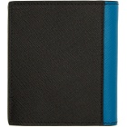 Prada Black and Blue Saffiano Active Wallet