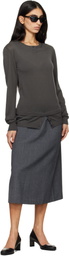 TONYWACK Gray Wool Midi Skirt