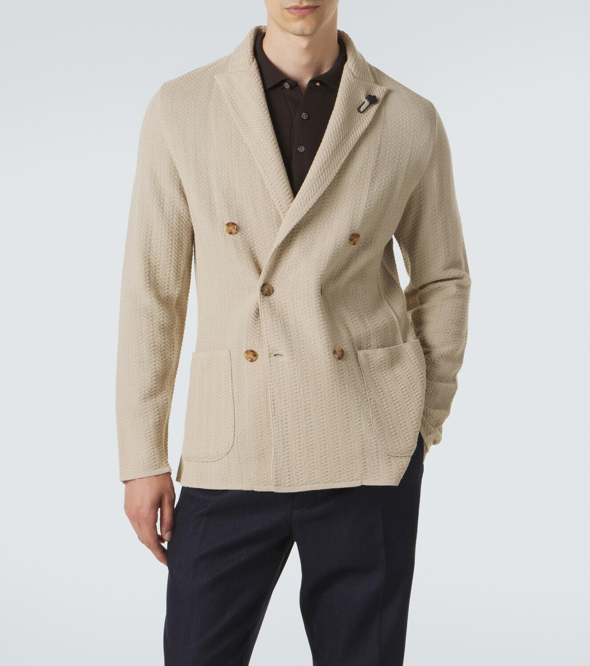 Lardini Double-breasted virgin wool blazer