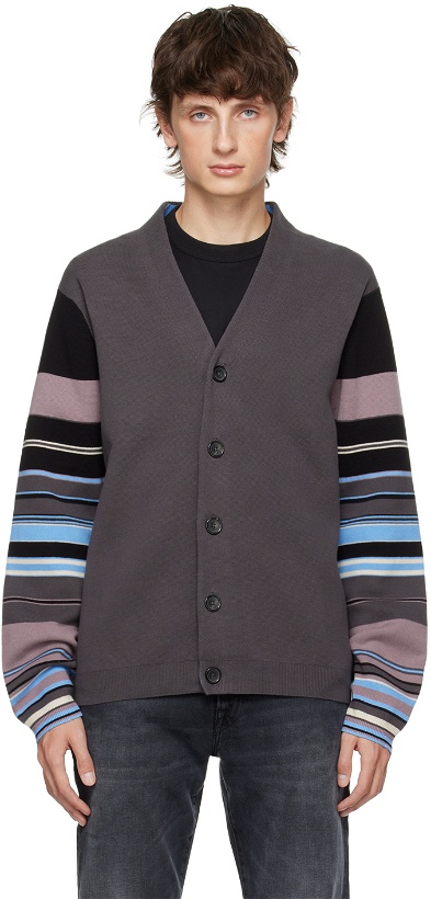 Photo: PS by Paul Smith Gray Striped Cardigan