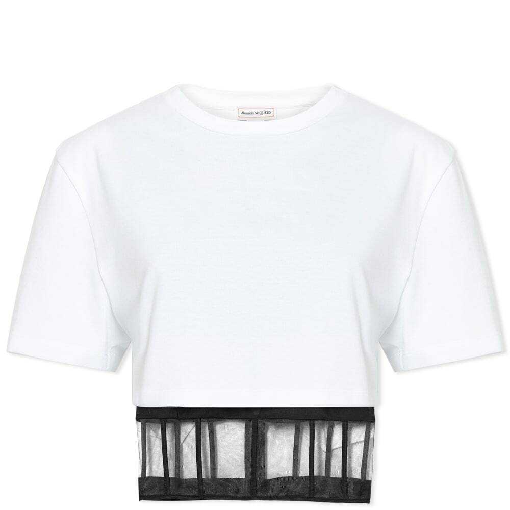 Alexander McQueen Women's Cropped Corset T-Shirt in Optical