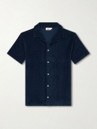 Altea - Harvey Camp-Collar Cotton-Terry Shirt - Blue