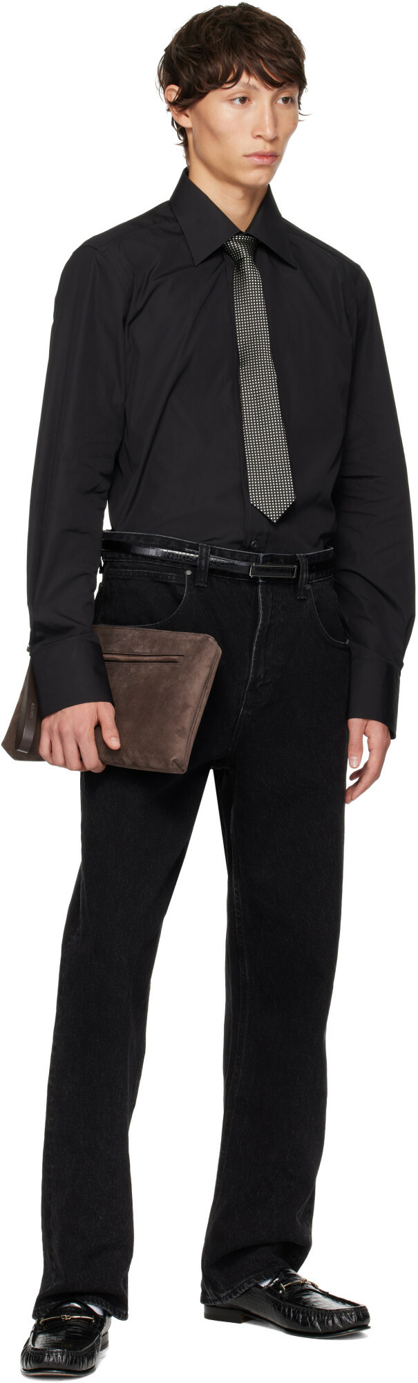 TOM FORD Black Silk Jacquard Tie