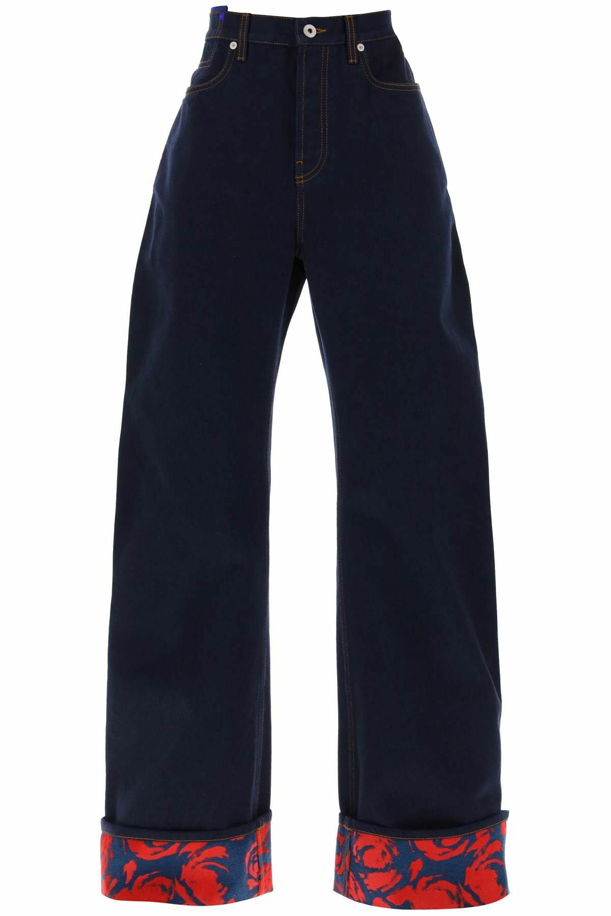 BURBERRY japanese denim curved leg jeans in 10 words Blue