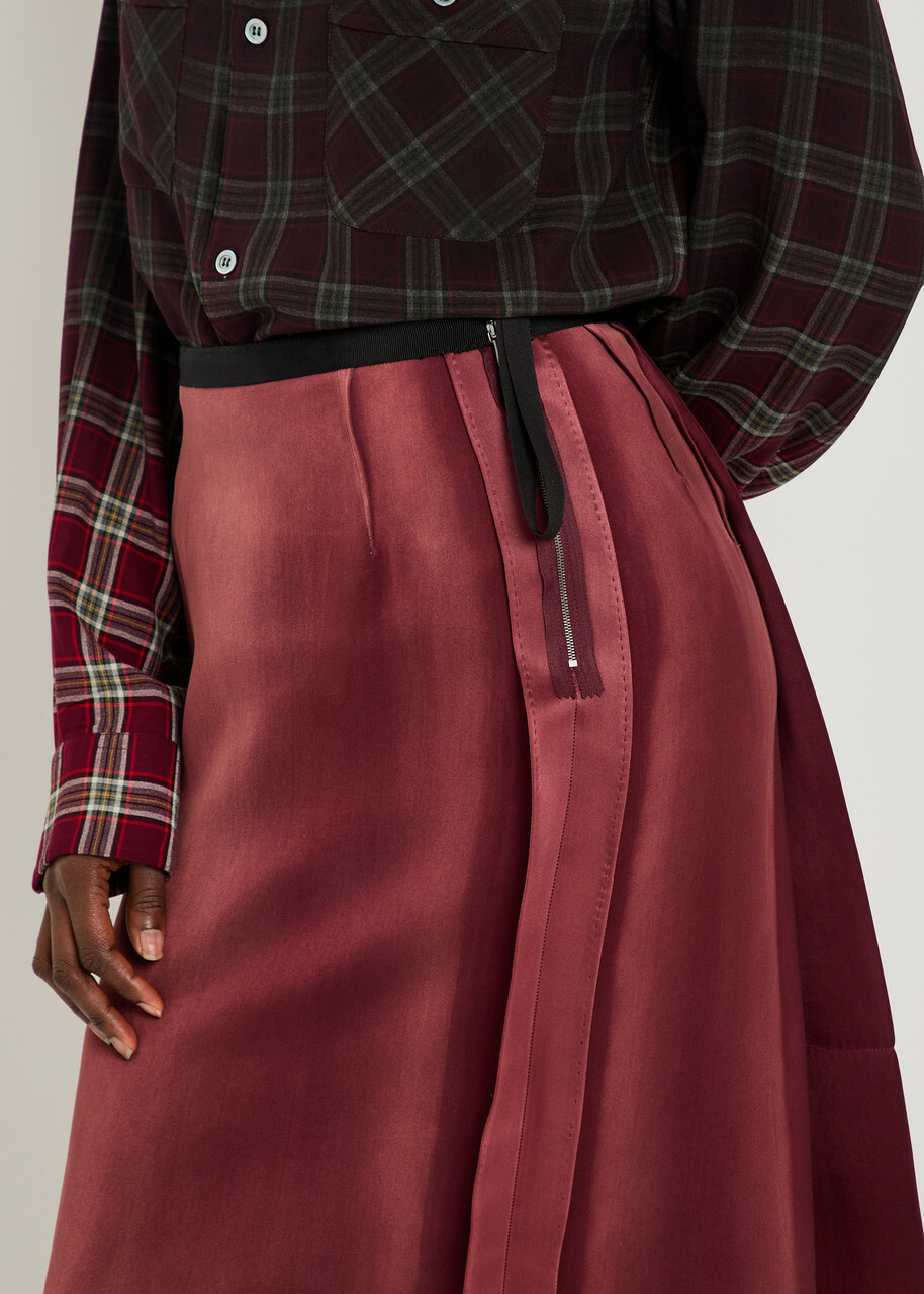 Maison Margiela Reverse-effect Satin Midi Skirt Red