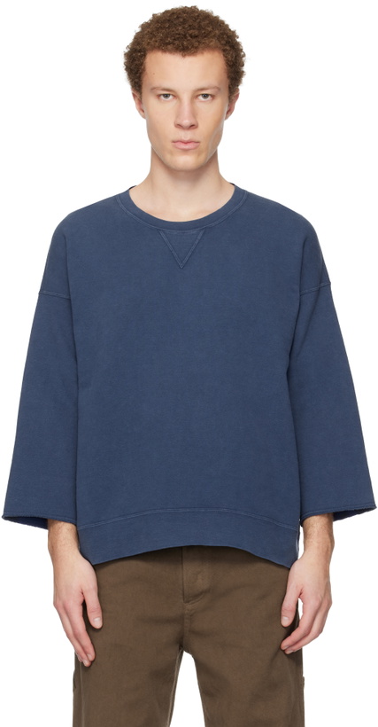 Photo: visvim Blue Jumbo SB 3/4 DMGD Sweatshirt