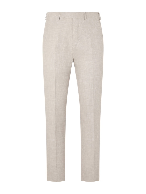 Photo: Zegna - Slim-Fit Tapered Wool, Linen and Silk-Blend Suit Trousers - Gray