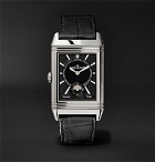 Jaeger-LeCoultre - Reverso Classic Large Duoface 28mm Stainless Steel and Leather Watch - Silver