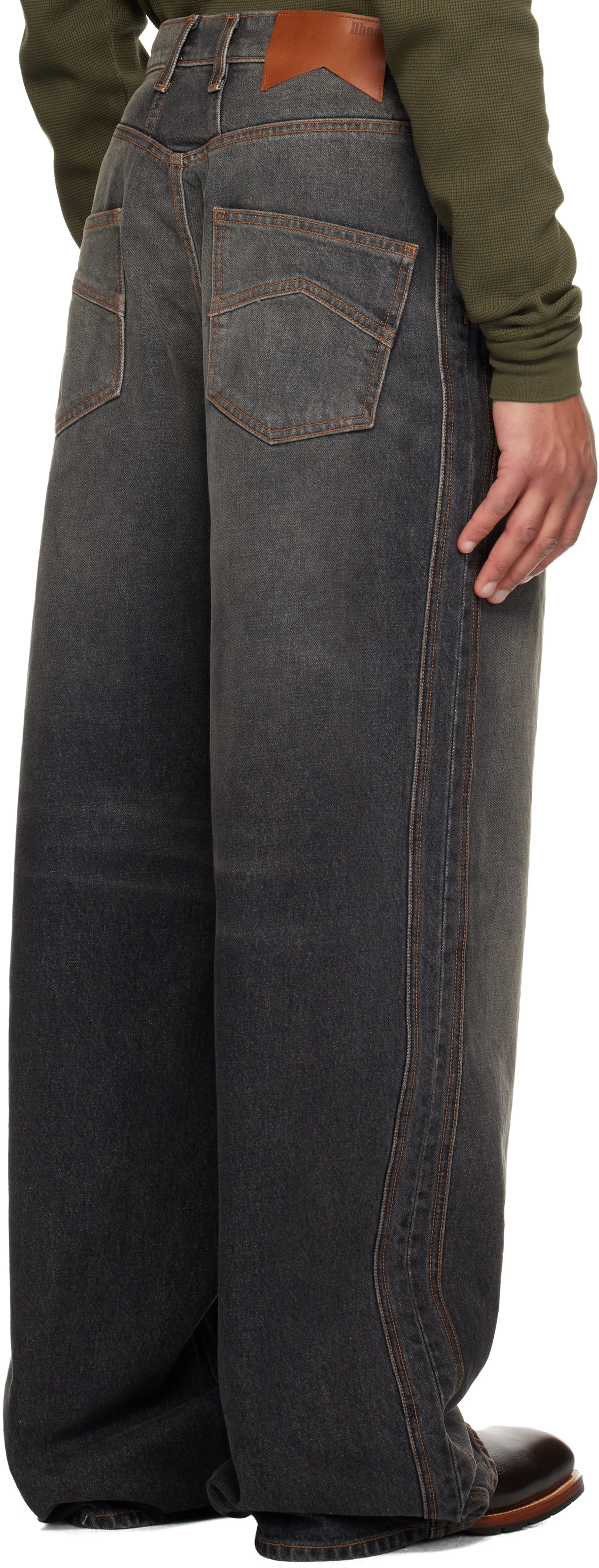 Rhude Gray Wide Leg Traxedo Jeans