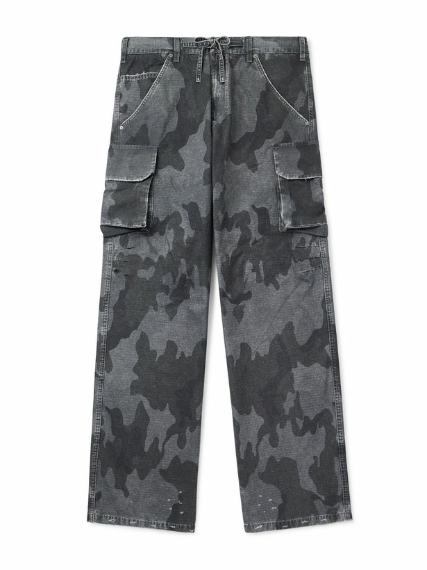 Photo: 424 - Straight-Leg Camouflage-Print Cotton-Ripstop Trousers - Black