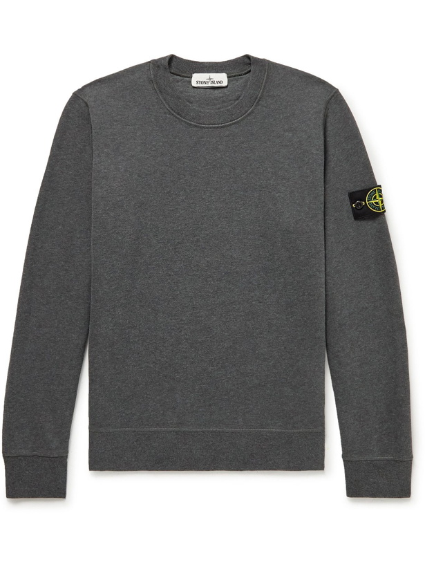 Photo: Stone Island - Logo-Appliquéd Cotton-Jersey Sweatshirt - Gray