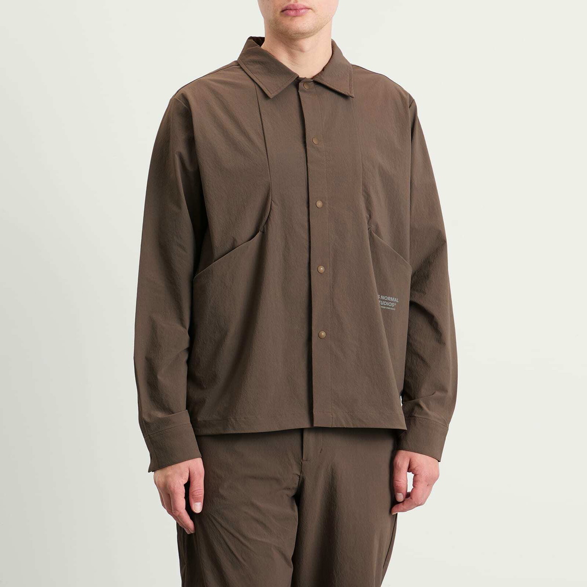 Pas Normal Studios Men's Off-Race Tech Overshirt in Ash Brown
