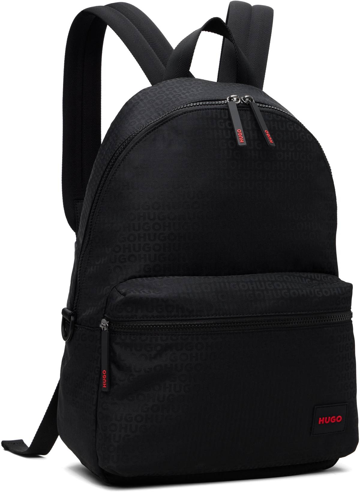 Hugo Black Logo Patch Backpack